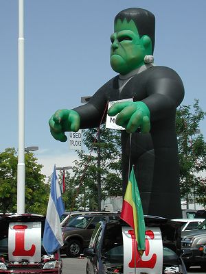 Frankenstein sells used cars.
