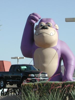 Giant confused monkey sells used trucks.
